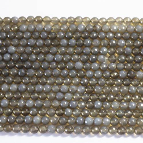 Natural gray stone carnelian onyx agat 6mm 8mm 10mm 12mm faceted round loose beads fit diy necklace jewelry finding 15inch A13