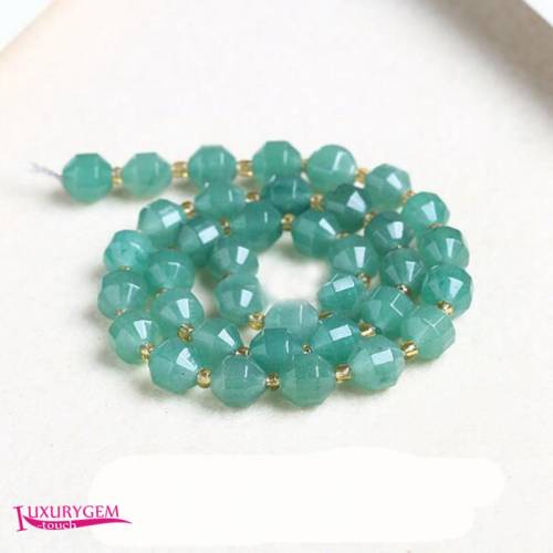 Natural Green Aventurine Stone Spacer Loose Beads High Quality 6/8/10mm Faceted Olives Shape Jewelry Making Accessories a4291