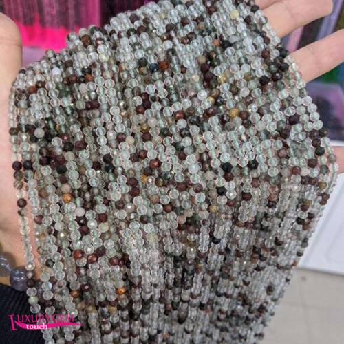Natural Green Specter Crystal Stone Loose Small Beads High Quality 35mm Faceted Round Shape DIY Jewelry Accessories 38cm wk366