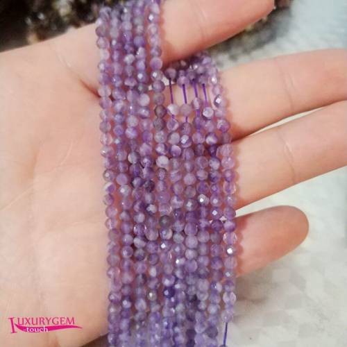 Natural Light Amethysts Crystal Stone Loose Beads High Quality 35mm Faceted Round Shape DIY Gem Jewelry Accessories 38cm wk411