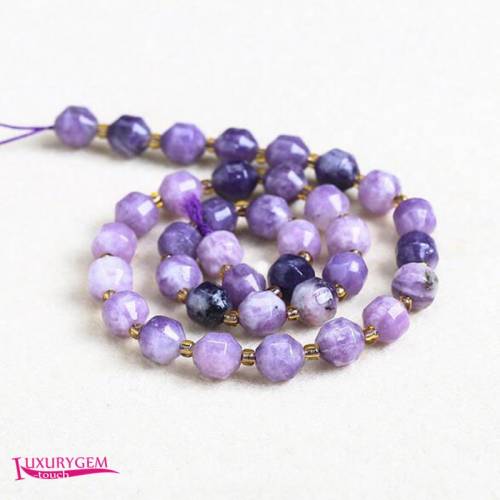 Natural Purple Mica Stone Spacer Loose Beads High Quality 6/8/10mm Faceted Olives Shape DIY Gem Jewelry Making a3814