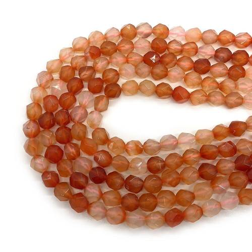 Natural Red Agate Stone Round Loose Beads Faceted Agate Beaded 6 8 10mm Jewelry Making DIY Necklace Bracelet Earring Accessories