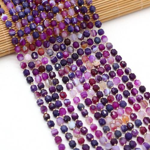Natural Semi-precious Stone Purple Stripe Agate Faceted Beaded DIY Ladies Necklace and Bracelet Making Exquisite Jewelry Gifts