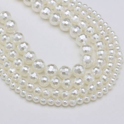 Natural Shell Bead White Shell Bead Round Faceted Loose Spacer Beads Charms For Jewelry Making DIY Necklace Bracelet Accessory