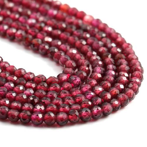 Natural Stone Beads Small Beads Faceted Garnet Section Loose Spacer Beaded for Make Jewelry DIY Bracelet Necklace Accessories