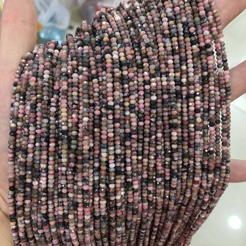 Natural Stone Black Line Rhodochrosite Abacus Small Faceted Beads for Jewelry Making Necklace DIY Bracelet Accessories 2x3mm