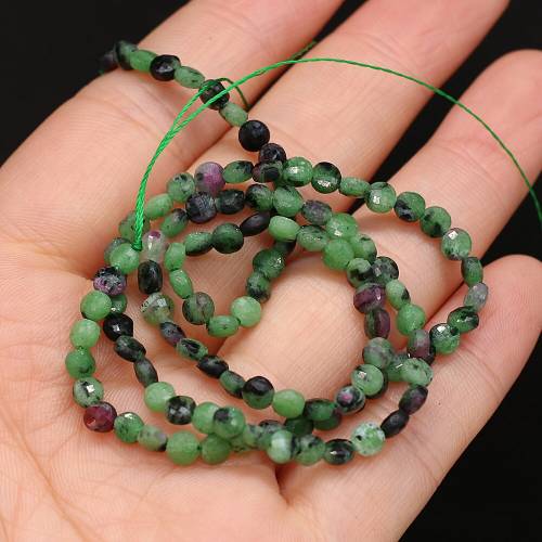Natural Stone Faceted Beads Flat Round Epidote Crystal Spacer Bead for Jewelry Making Diy Bracelet Necklace Crafts Gifts