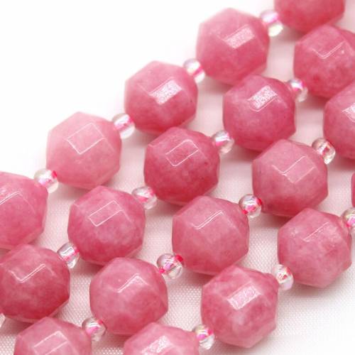 Natural Stone Faceted Rhodochrosite Section Loose Mineral Spacer Beads for Jewelry Making DIY Handmade Neckalce Bracelet 15‘‘