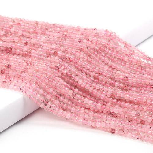 Natural Stone Faceted Small Bead Strawberry Quartz Beaded 2 3mm Loose Beads for Jewelry Making DIY Necklace Bracelet Accessories