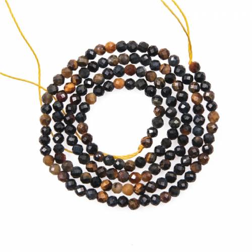Natural Stone Tiger‘s Eye Loose Beads Strand Faceted Round 3mm Material For DIY Jewelry Bracelet Necklace Making