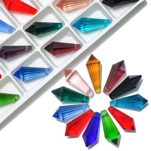 Pointed Drop Crystal Beads For Jewelry Making Bulk 20Pcs 8X20MM Tower Faceted Lampwork Glass Beading Pendant Charms DIY Crafts