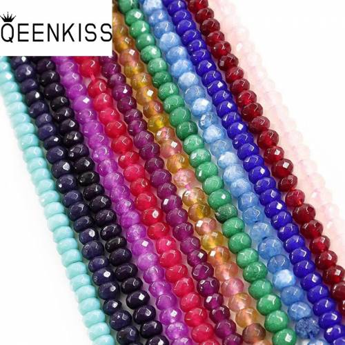 QEENKISS LB967 2021 4*6mm Natural Stone Jewelry DIY Making Accessories Bracelet Necklace Colorful Loose Faceted Round Beads