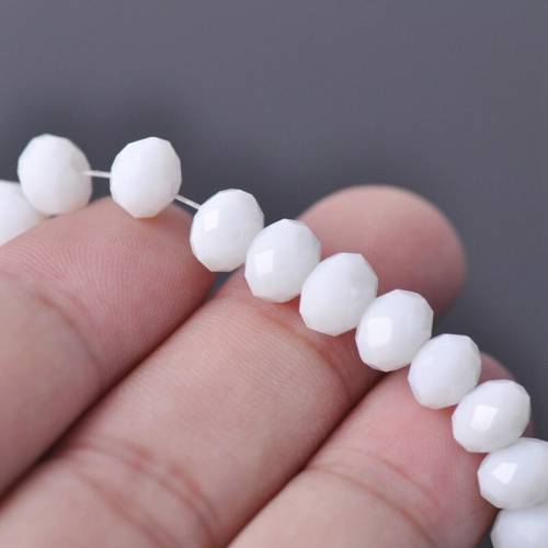 Rondelle Faceted Czech Crystal Glass Porcelain White Color 3mm 4mm 6mm 8mm 10mm 12mm Loose Spacer Beads for Jewelry Making DIY