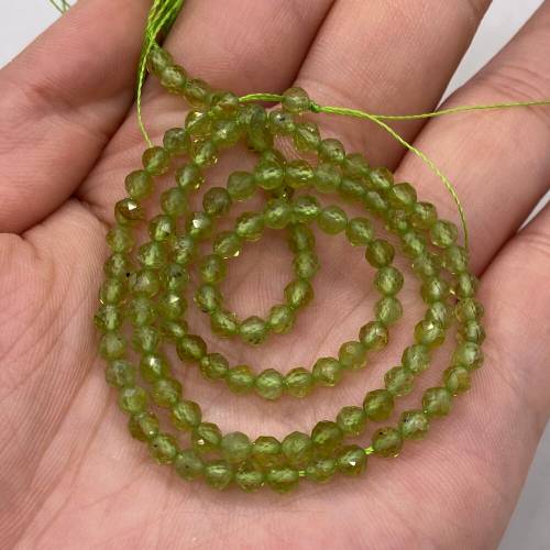Small Beads Natural Semi-Precious Green Olives Faceted Beads for Ms Jewelry Making Charms DIY Bracelets Necklace Accessories 3mm