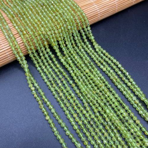 Small Beads Natural Semi-Precious Green Olives Faceted Beads for Ms Jewelry Making Charms DIY Necklace Bracelet Accessories 3mm