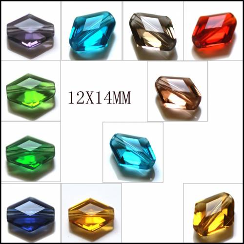 StreBelle Sale 12x14mm 100 piece/lot Glass Beads Flat Rhombus Faceted Crystal Spacer Loose Bead Jewelry Making