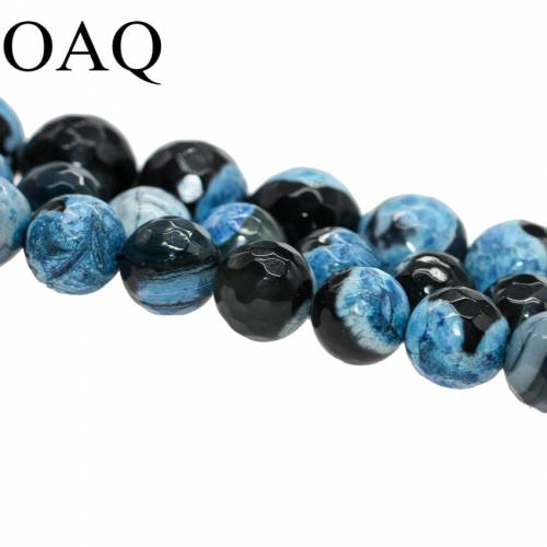 Wholesale 15 8-10mm Faceted Blue dragon vein natural carnelian onyx Beads for jewelry making