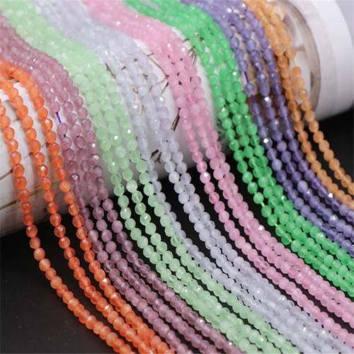 Wholesale 2/3mm Small Beads Faceted Crystal Glass Cat Eye Stone Beads Round Loose Beads For Jewelry Making DIY Bracelet Material