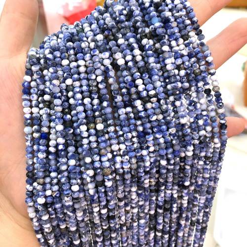 Wholesale Natural Stone Sodalite Beaded Faceted Loose Spacer Beads for Jewelry Making Necklace DIY Bracelet Size 3x4mm