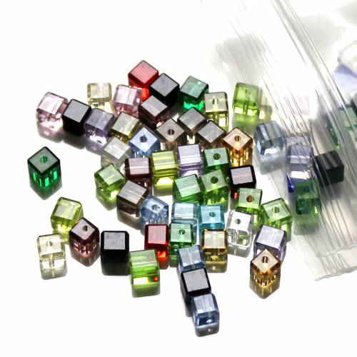 4x4MM 100pcs Mix Color Crystal Square Beads For Jewelry Making Decorative Glass DIY Beads Material Crystal Cube Beads