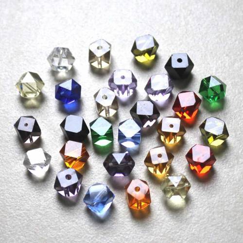 AAA 8mm Glass crystal beads Loose Unique Cube shape Multi colors for jewelry making 100pcs