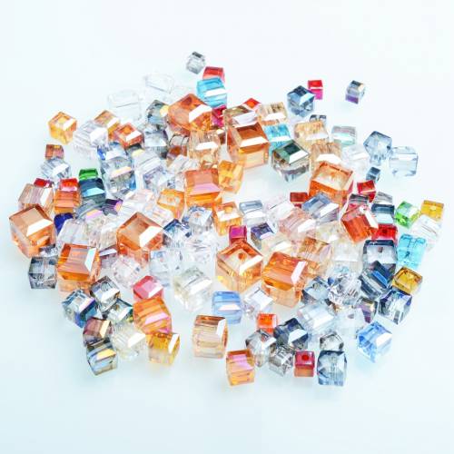 Square Shape Crystal Beads High Quality 2/3/4/6/8/10/12/14MM Austrian Cube Beads Plating Glass Loose Beads