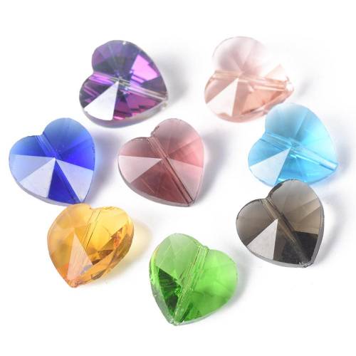 10pcs 14mm Heart Shape Faceted Crystal Glass Loose Crafts Beads for Jewelry Making DIY Crafts