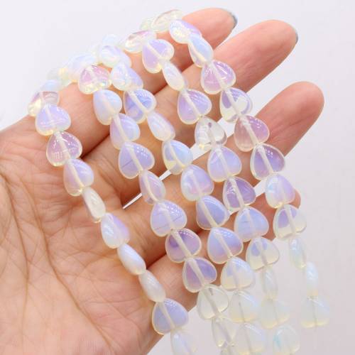 20Pcs Fashion Heart-Shaped Loose Beads Natural Stone Opal Beaded for DIY Necklace Bracelets Accessories Women Charm Jewelry