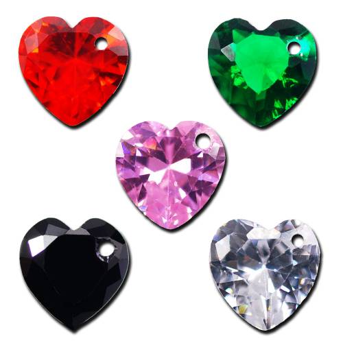 20pcs/lot 6mm/8mm Heart Shaped Necklace jewelry Cubic Zirconia Straight Hole Loose Beads Sew On Making Jewelry