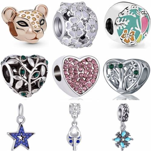 European Luxurious Branch Star Snowflake Snake Butterfly Heart Beads Fit Brand Charms Bracelets for Women Making Jewelry