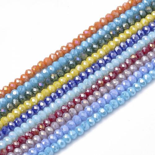 ARRICRAFT Electroplate Glass Beads Strands - AB Color - Faceted - Rondelle - Mixed Color - 6x4mm - Hole: 1mm; about 89pcs/strand - 156 inches