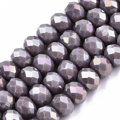 Arricraft Electroplate Glass Beads Strands - Opaque Solid Color - AB Color Plated - Faceted - Rondelle - Slate Blue - 8x6mm - Hole: 1mm; about...