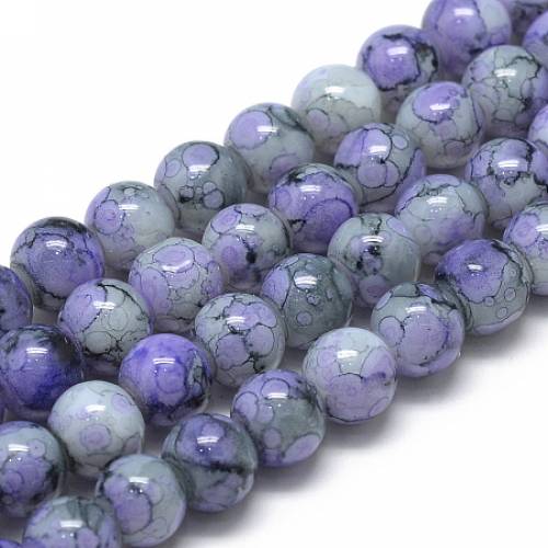 Baking Painted Glass Beads Strands - Round - Medium Slate Blue - 10mm - Hole: 15mm; about 85pcs/strand - 314 inches(797cm)