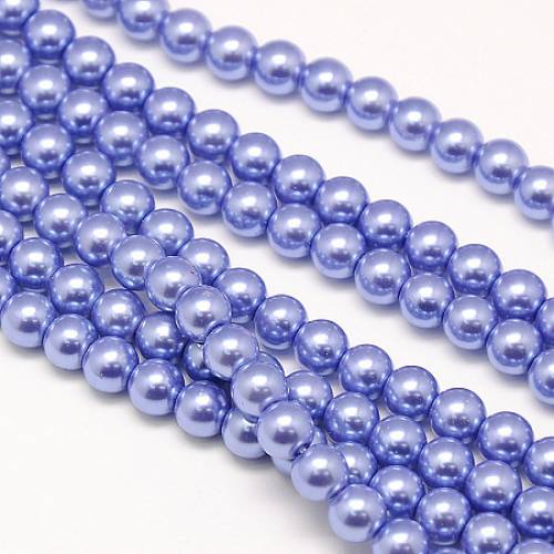 Environmental Dyed Glass Pearl Round Bead Strands - Cotton Cord Threaded - Mauve - 10mm - Hole: 07~11mm; about 42pcs/strand - 15 inches