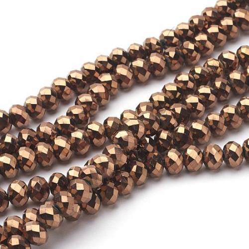 NBEADS 10 Strands Copper Plated Glass Beads - 8x6mm - Hole: 1mm; about 72pcs/strand - 15
