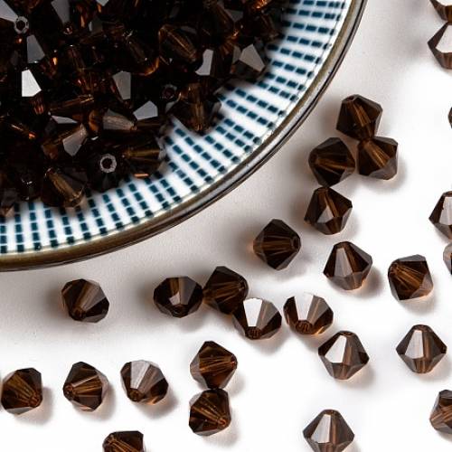 NBEADS Czech Glass Beads - Faceted - Bicone - Brown - 6mm in diameter - hole: 08mm - 144pcs/gross