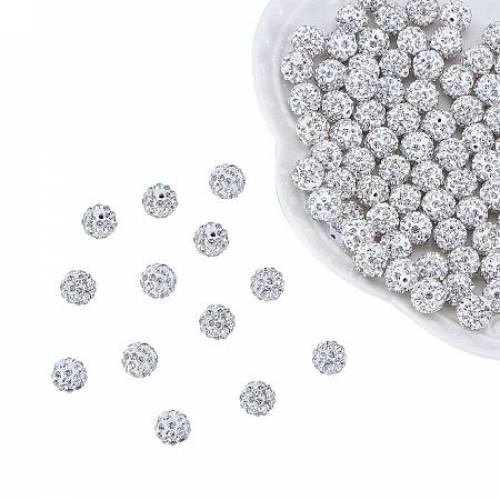 ARRICRAFT 100 Pcs 8mm Disco Ball Clay Beads Pave Rhinestones Spacer Round Beads fit Shamballa Bracelet and Necklace Crystal