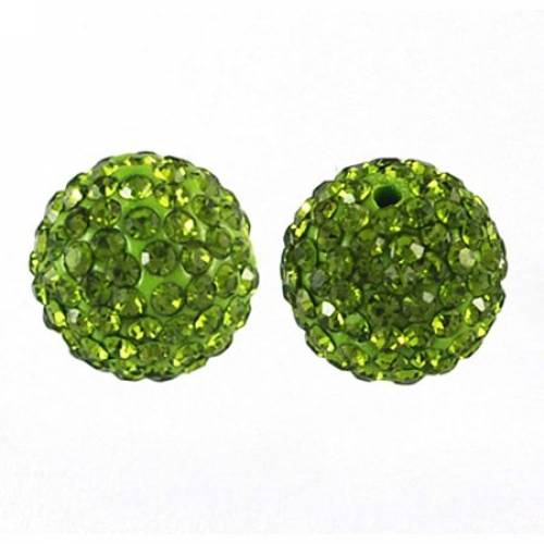 Pandahall Elite About 100 Pcs 8mm Clay Pave Disco Ball Czech Crystal Rhinestone Shamballa Beads Charm Round Spacer Bead for Jewelry Making Olivine