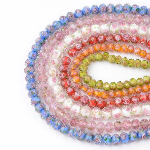 10pcs 8/10/12mm Large Murano Transparent Glass Lampwork Beads for Jewelry Making Women Diy Bracelet Flower Rondelle Faceted Bead