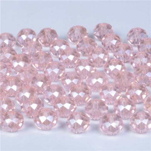 4 6 8mm Pink AB Czech Facet Rondelle Glass Beads Jewelry Making DIY Crystal Spacer Beads for Bracelets Loose Bead Wholesale