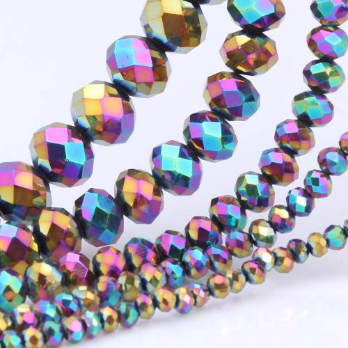 OlingArt 3/4/6/8/10mm Round Beads Rondelle Austria faceted Multicolored crystal Magic color beads Loose bead DIY Jewelry Making