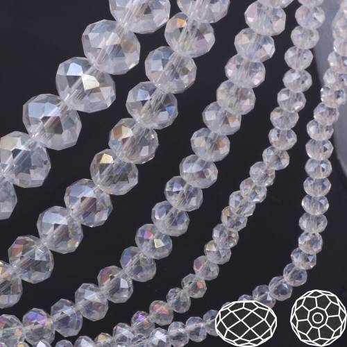 OlingArt 3/4/6/8/10mm Round Glass Beads Rondelle Austria faceted crystal Clear color AB color Loose bead DIY Jewelry Making