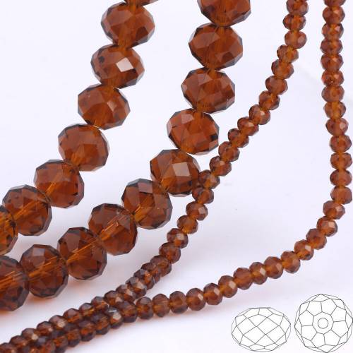 OlingArt 3/4/6/8/10mm Round Glass Beads Rondelle Austria faceted crystal Dark Camel color Loose bead DIY Jewelry Making