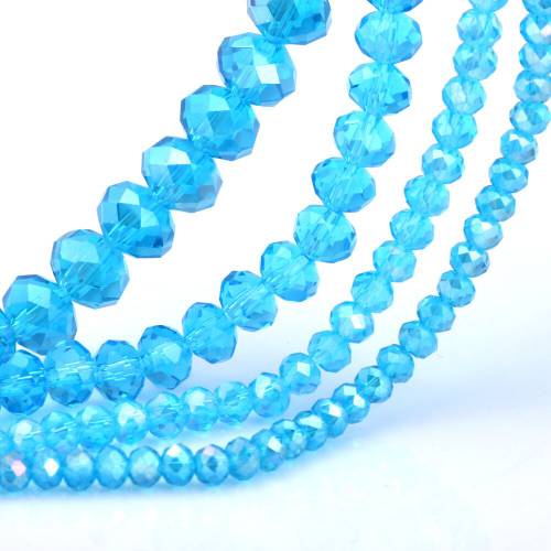 OlingArt 3/4/6/8/10mm Round Glass Beads Rondelle Austria faceted crystal Lake Blue color Loose bead DIY Jewelry Making