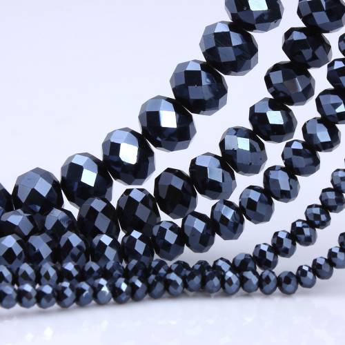 OlingArt 3/4/6/8mm Round Beads Rondelle Austria faceted Multicolored crystal Hematite color beads Loose bead DIY Jewelry Making