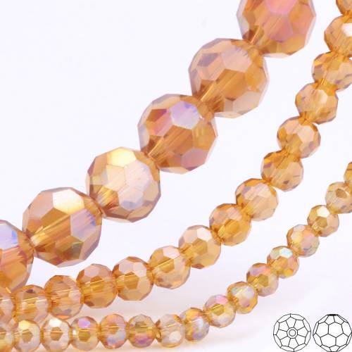 OlingArt 3/4/6/8mm Round Glass Beads Rondelle Austria 32 faceted crystal Camel color Loose bead DIY Jewelry Making
