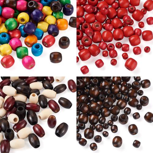 Painted Wooden Beads Rondelle Natural Wood Barrel Spacer Beads for Macrame Jewelry Crafts Making Home Decoration