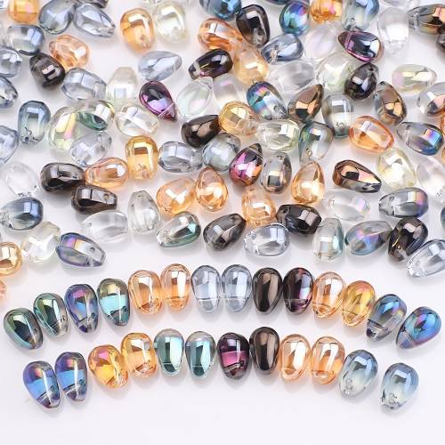 100Pcs Czech Glass Teardrop Beads Smooth 6x9mm Crystal Water Drop Charms Pendant For DIY Clothing Sewing Material Craft Beads