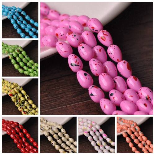 11x8mm 14x10mm Spots Coated Color Teardrop Pear Shape Opaque Glass Loose Beads Wholesale Lot For Jewelry Making DIY Crafts