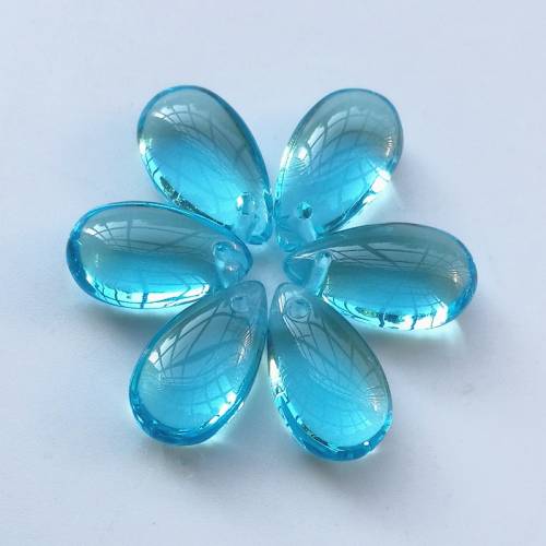20 Pieces/lot 8x14mm Aquamarine Czech Glass Beads Teardrop-shaped Lampwork Beads For Jewelry Making Pendant Findings